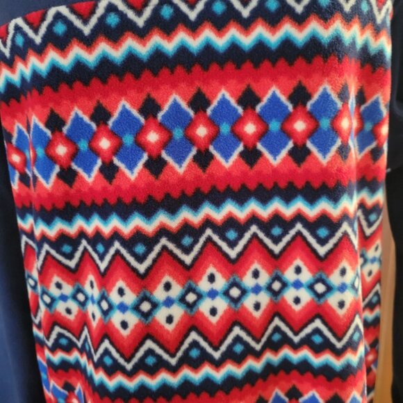 Lands End Womens Aztec Fleece Pullover Navy Blue & Red NWOT - Picture 4 of 11